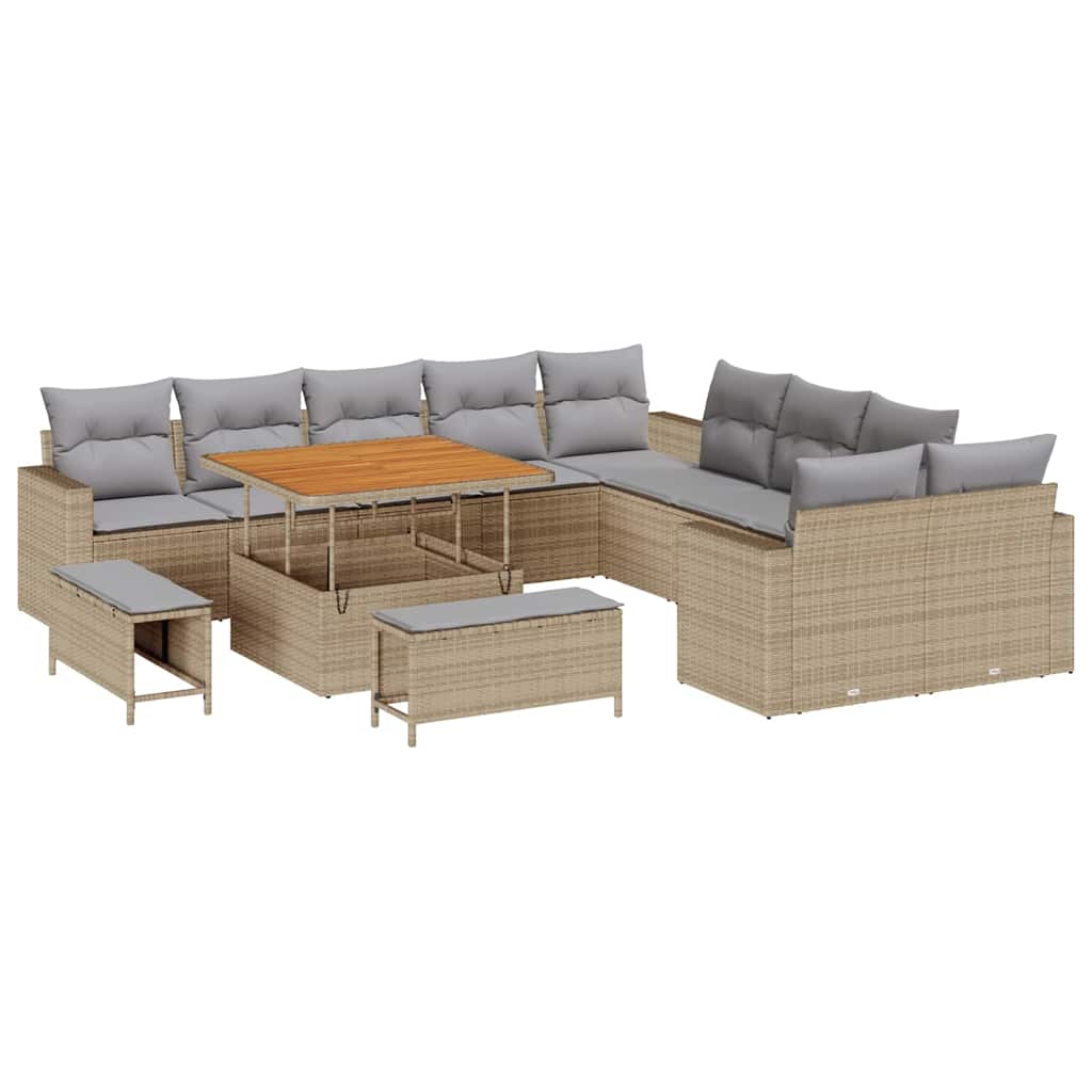 Gartensofa-set 13 pcs Beige Poly-Rattan