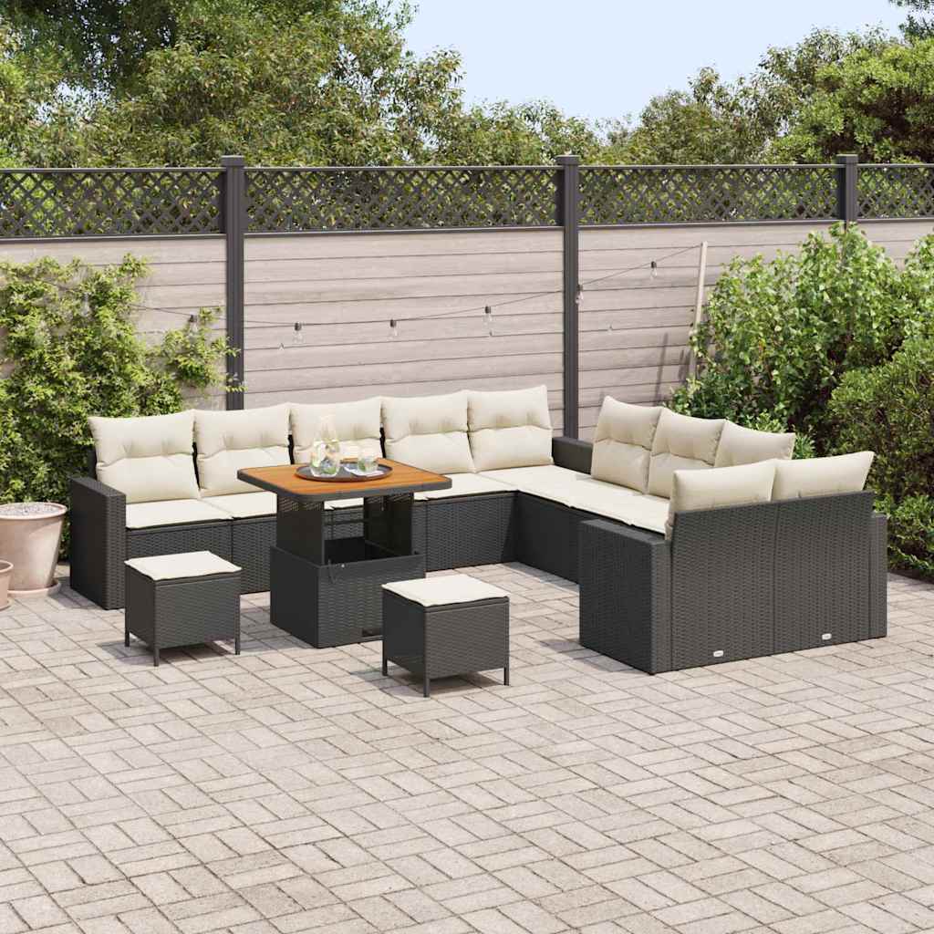 Gartensofa-set 13 pcs Schwarz Poly-Rattan