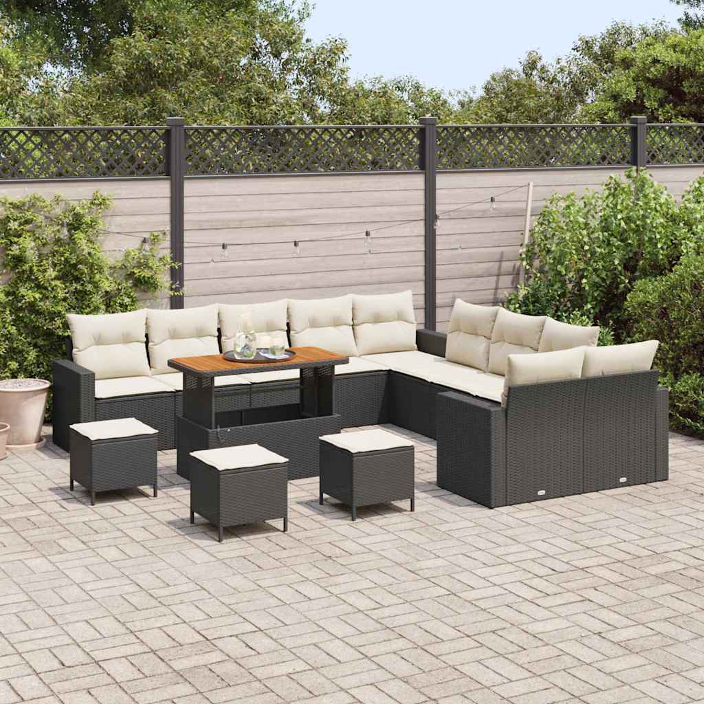 Gartensofa-set 14 pcs Schwarz Poly-Rattan