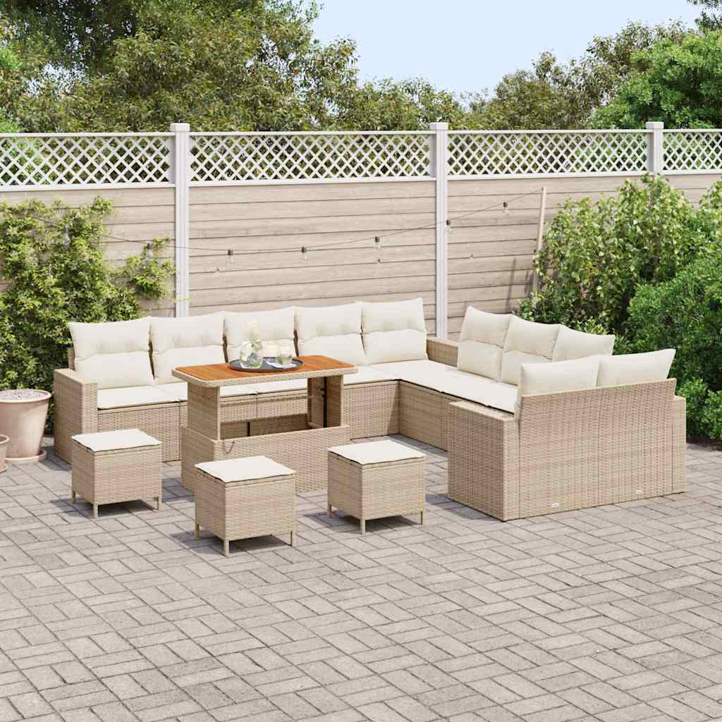Gartensofa-set 14 pcs Beige Poly-Rattan