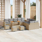 Gartensofa-set 14 pcs Beige Poly-Rattan