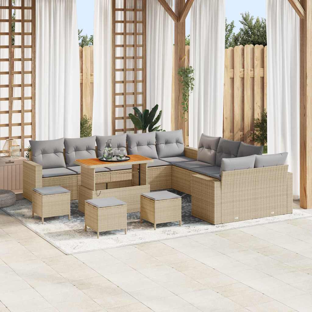 Gartensofa-set 14 pcs Beige Poly-Rattan