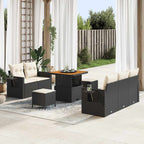 Gartensofa-set mit Kissen 8 pcs Schwarz Poly-Rattan