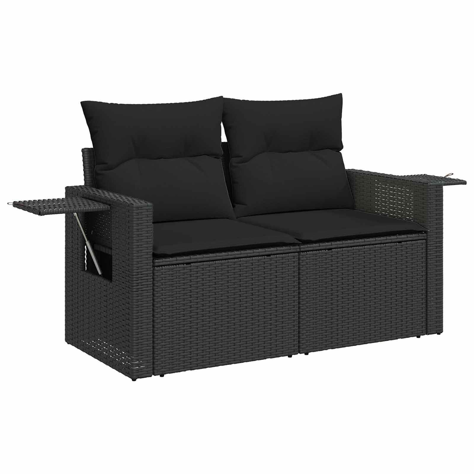 Gartensofa-set mit Kissen 8 pcs Schwarz Poly-Rattan