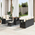 Gartensofa-set mit Kissen 8 pcs Schwarz Poly-Rattan