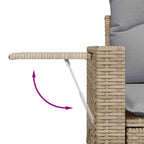 Gartensofa-set mit Kissen 8 pcs Beige Poly-Rattan