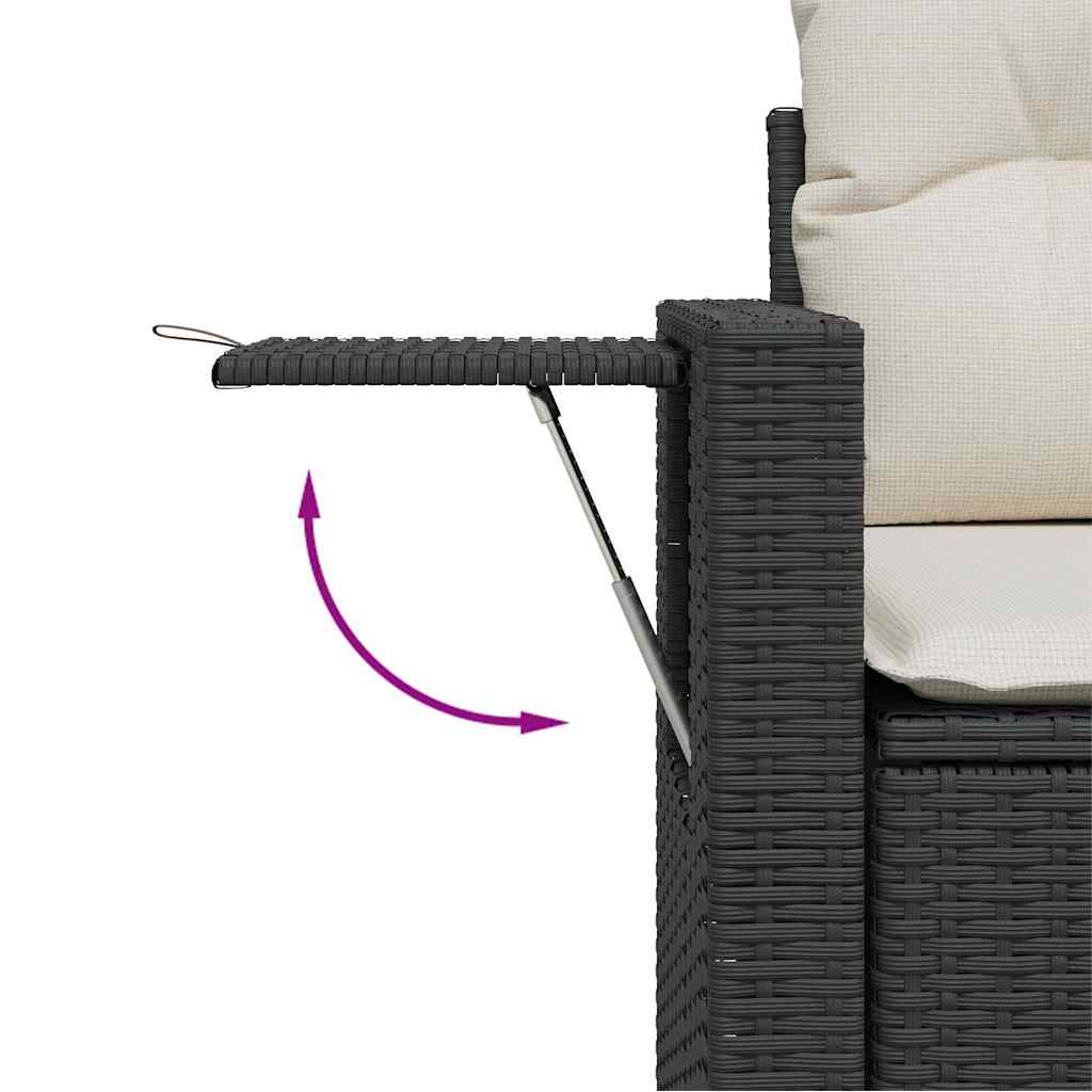 Gartensofa-set mit Kissen 9 pcs Schwarz Poly-Rattan