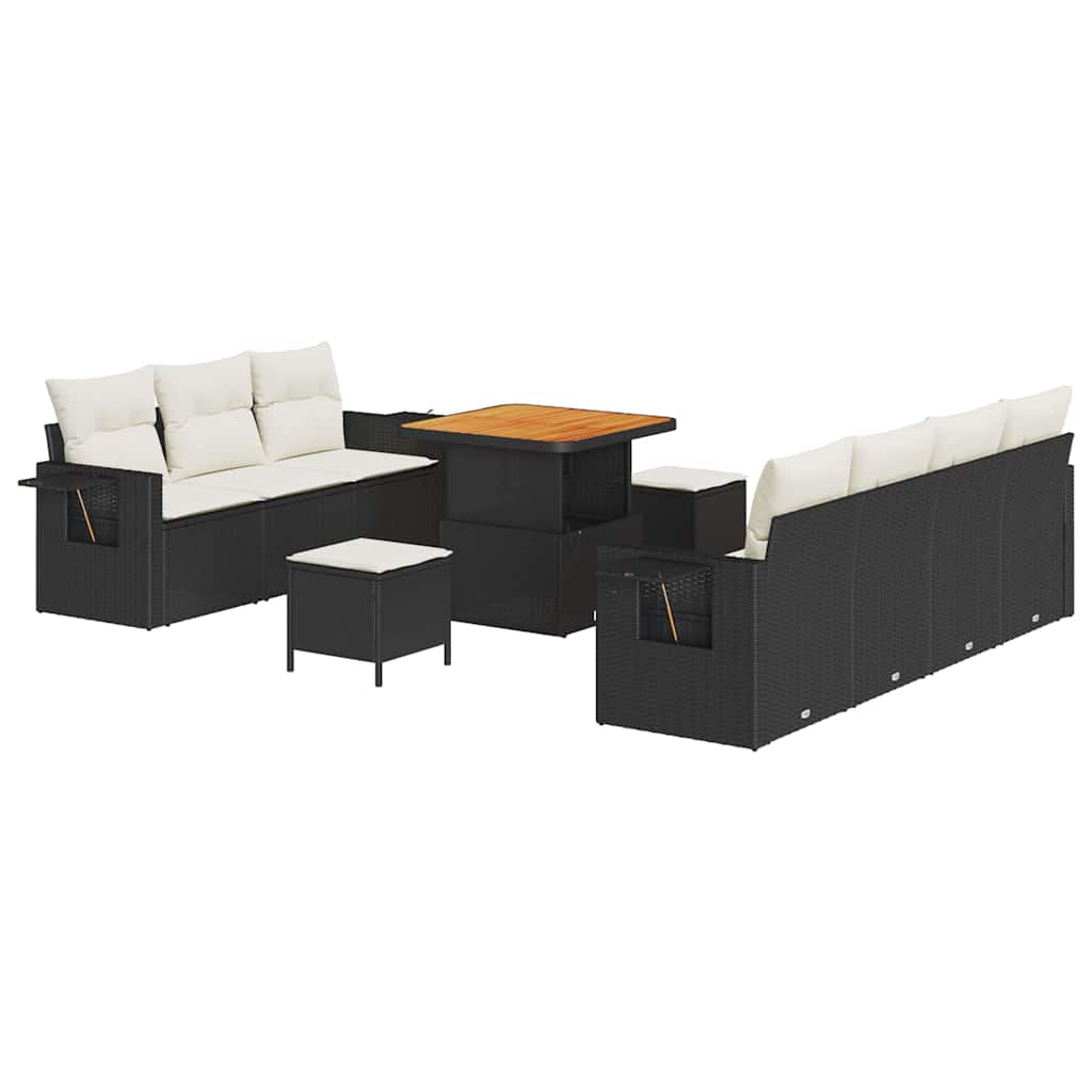 Garten-Sofa-Set 10 pcs Schwarz Poly-Rattan
