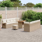 Garten-Sofa-Set mit Speicher 11 pcs Beige Poly Rattan