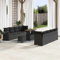Gartensofa-set mit Kissen 11 pcs Schwarz Poly Rattan