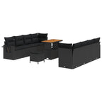 Gartensofa-set mit Kissen 11 pcs Schwarz Poly Rattan