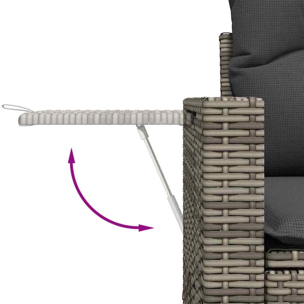Gartensofa-set mit Kissen 11 pcs Grau Poly Rattan