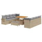 Gartensofa-set mit Kissen 11 pcs Beige Poly Rattan