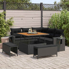 Gartensofa-set mit Kissen 8 pcs Schwarz Poly-Rattan
