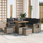 Gartensofa-set mit Kissen 8 pcs Grau Poly-Rattan