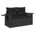 Gartensofa-set mit Kissen 8 pcs Schwarz Poly-Rattan
