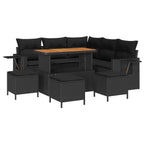 Gartensofa-set mit Kissen 9 pcs Schwarz Poly-Rattan