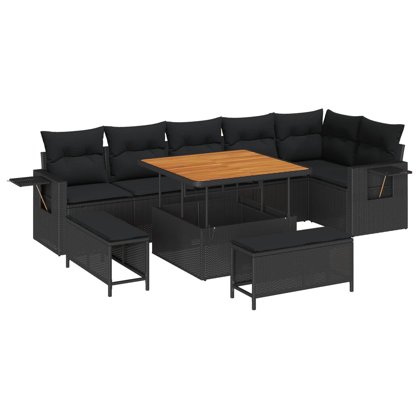 Gartensofa-set 9 pcs Schwarz Poly-Rattan