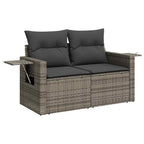 Gartensofa-set 9 pcs Grau Poly-Rattan