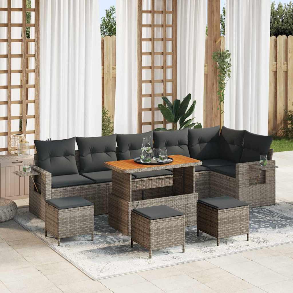 Gartensofa-set 10 pcs Grau Poly-Rattan