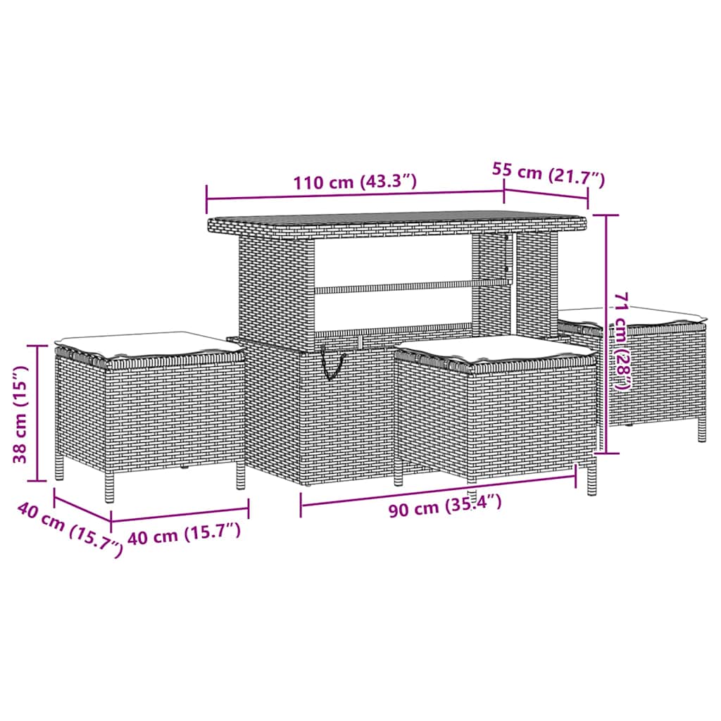 Gartensofa-set 10 pcs Grau Poly-Rattan