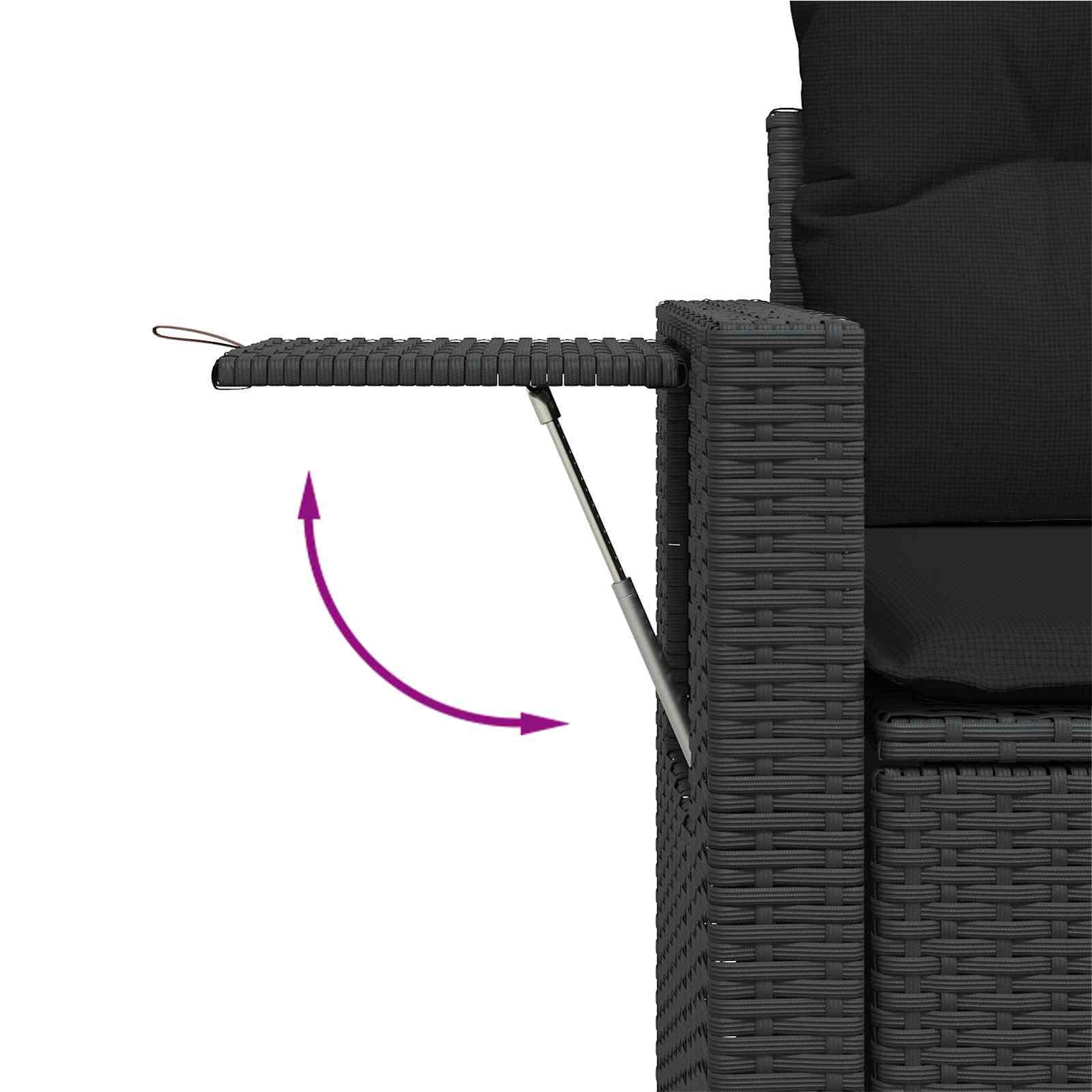 Gartensofa-set Höhenverstellbar 12 pcs Schwarz Poly-Rattan