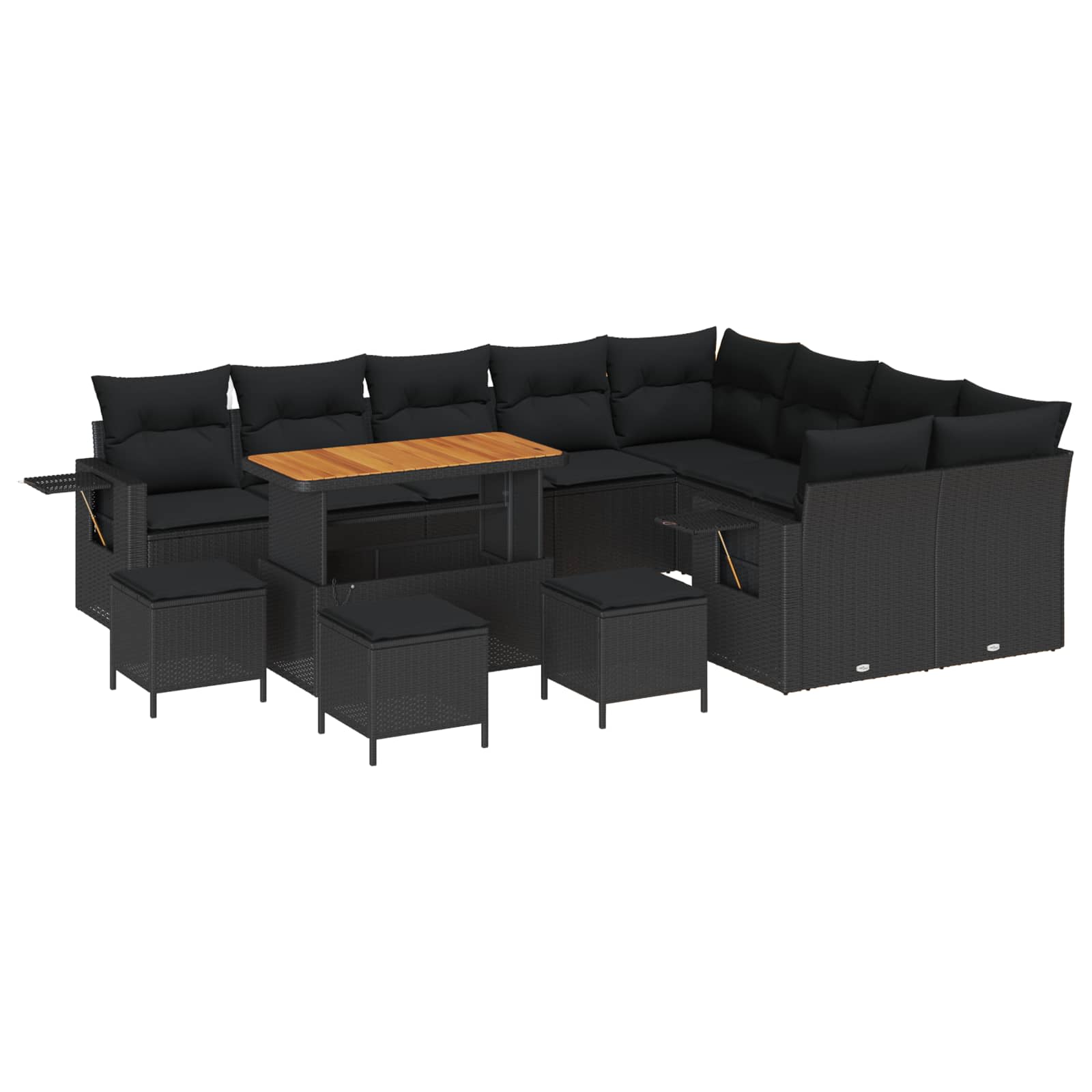 Gartensofa-set 13 pcs Schwarz Poly-Rattan