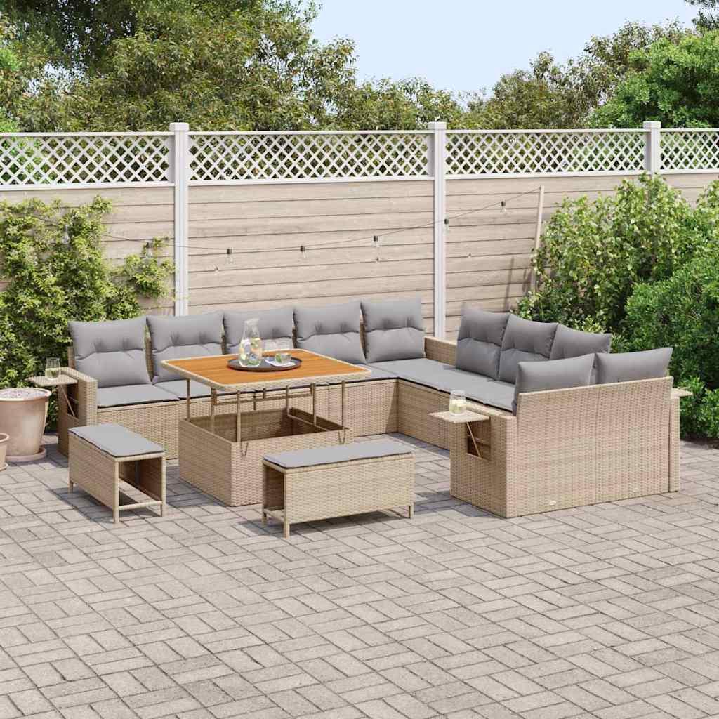 Gartensofa-set 13 pcs Beige Poly-Rattan
