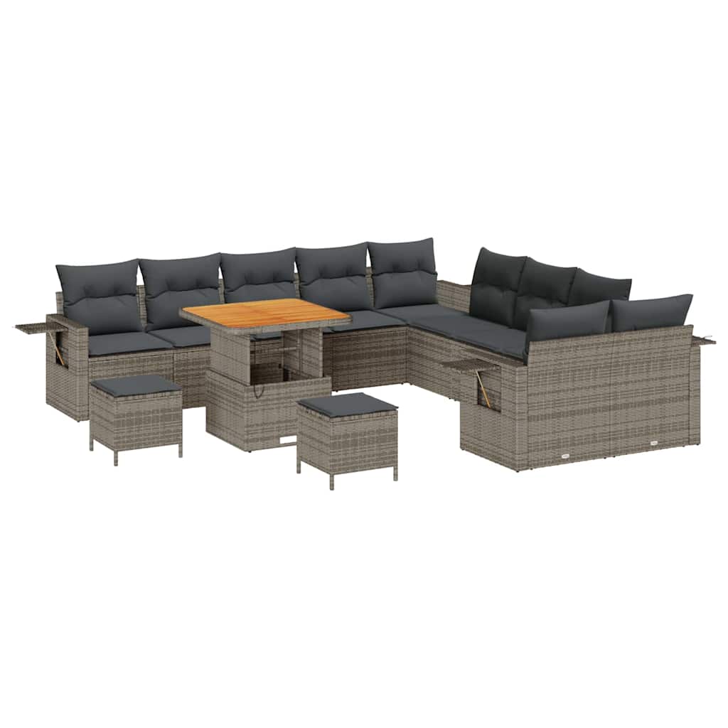 Gartensofa-set 13 pcs Grau Poly-Rattan