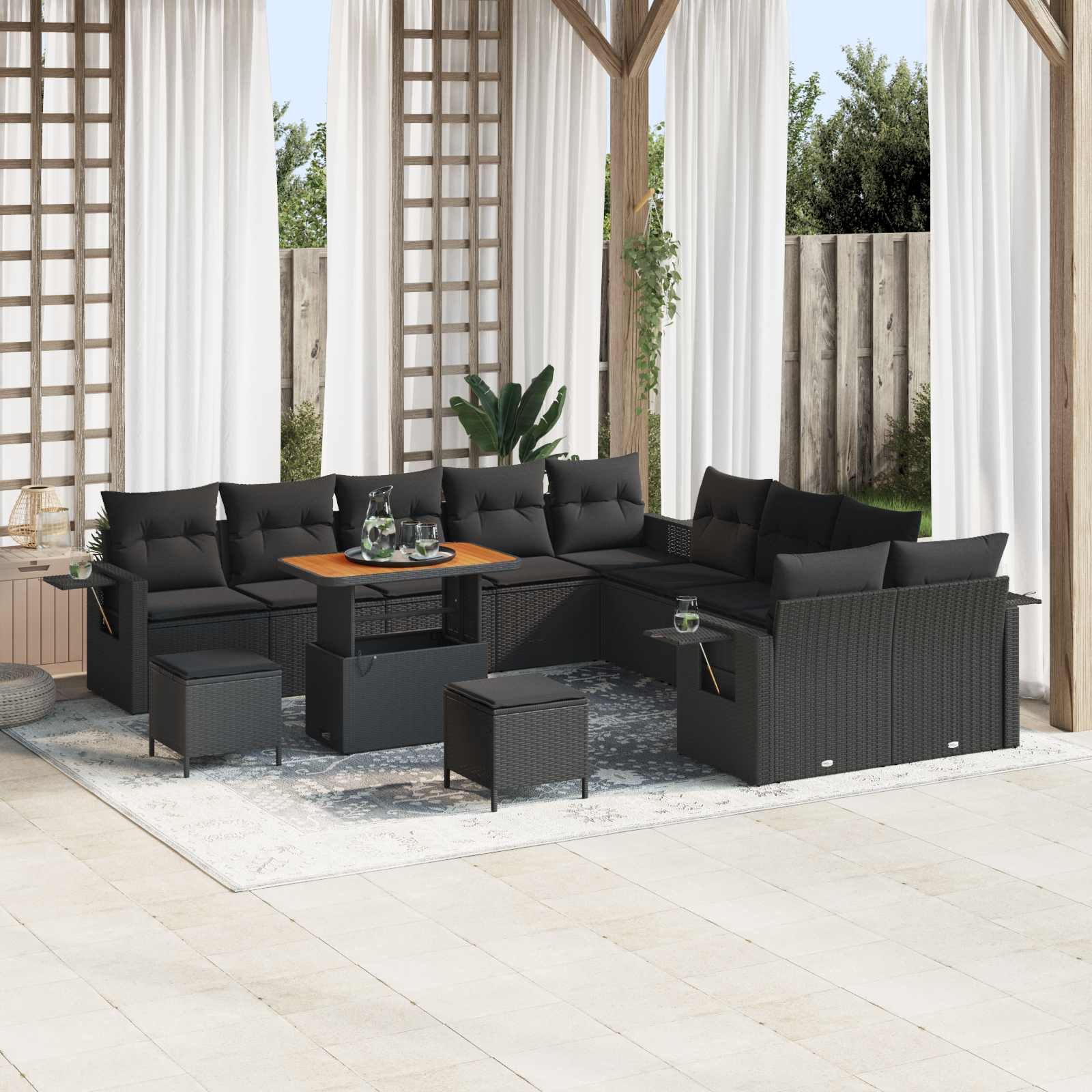 Gartensofa-set 13 pcs Schwarz Poly-Rattan