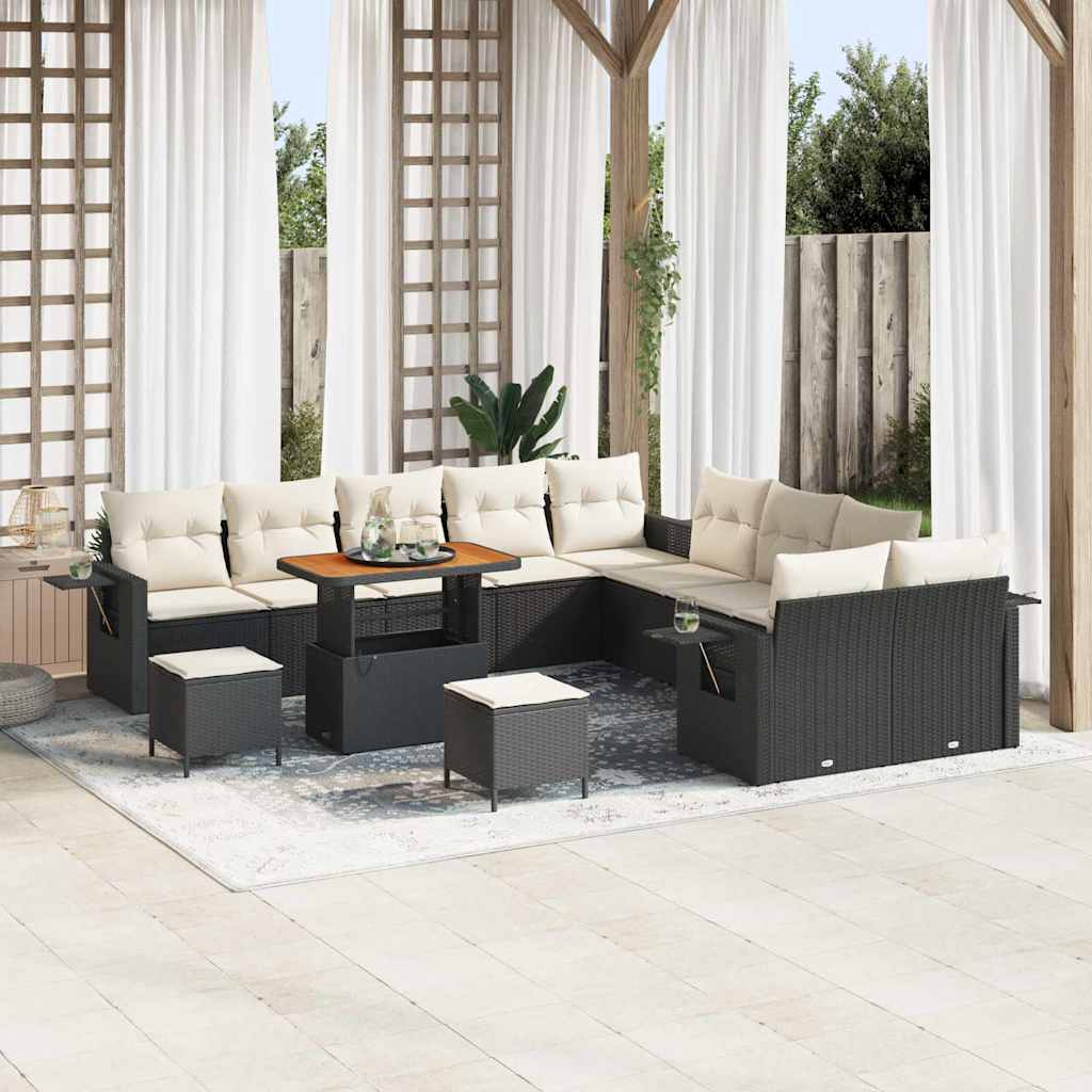 Gartensofa-set 13 pcs Schwarz Poly-Rattan