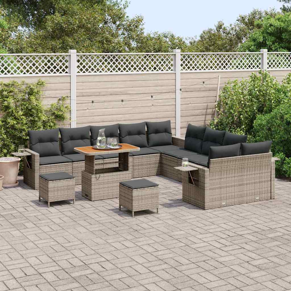 Gartensofa-set 13 pcs Grau Poly-Rattan