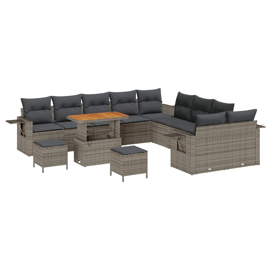 Gartensofa-set 13 pcs Grau Poly-Rattan