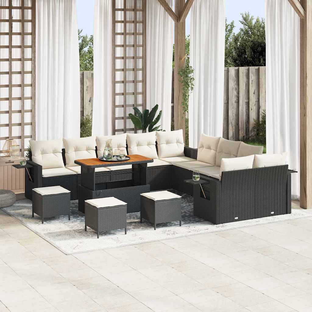Gartensofa-set 14 pcs Schwarz Poly-Rattan