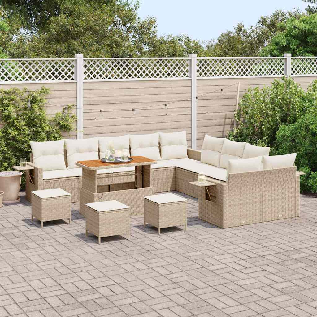 Gartensofa-set 14 pcs Beige Poly-Rattan