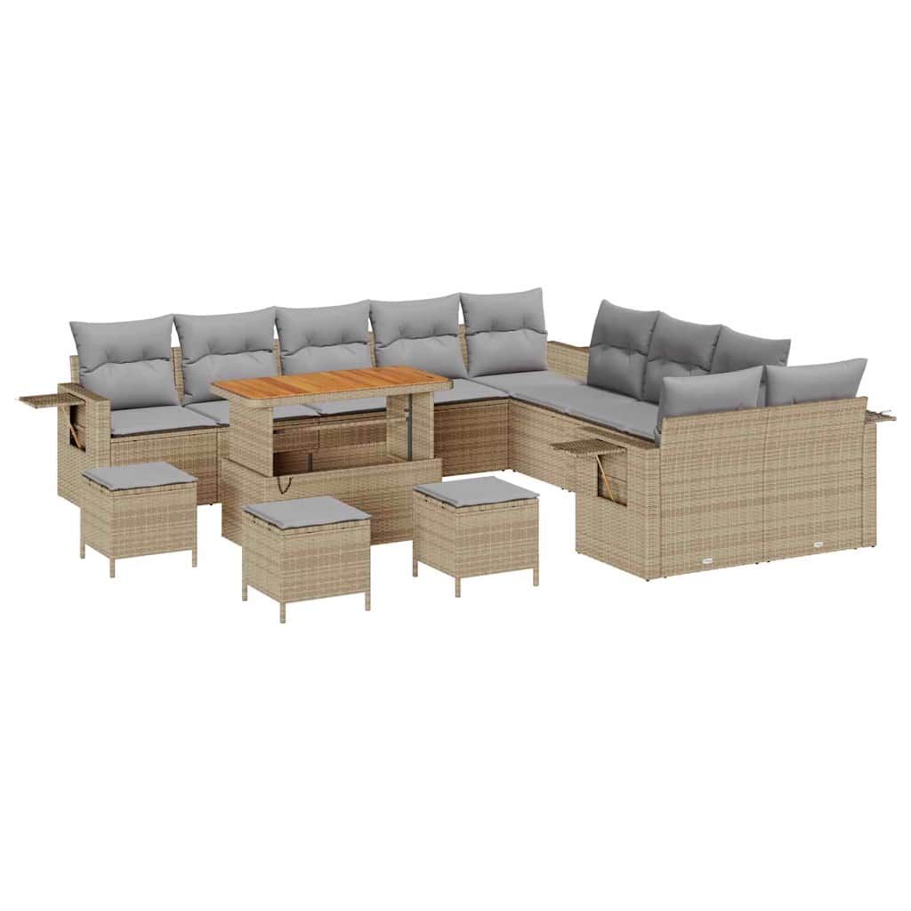 Gartensofa-set 14 pcs Beige Poly-Rattan