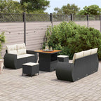 Gartensofa-set 8 pcs Schwarz Poly-Rattan