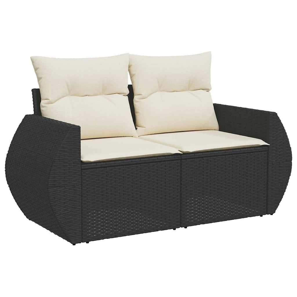 Gartensofa-set mit Kissen 9 pcs Schwarz Poly-Rattan