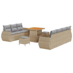 Gartensofa-set mit Kissen mit Speicher 10 pcs Beige Poly-Rattan