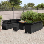 Gartensofa-set mit Kissen 11 pcs Schwarz Poly-Rattan