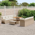 Gartensofa-set mit Kissen mit Speicher 11 pcs Beige Poly-Rattan