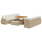 Gartensofa-set mit Kissen mit Speicher 11 pcs Beige Poly-Rattan