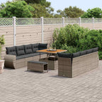 Gartensofa-set mit Kissen mit Speicher 11 pcs Grau Poly-Rattan
