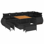 Gartensofa-set 9 pcs Schwarz Poly-Rattan