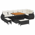 Gartensofa-set 9 pcs Schwarz Poly-Rattan
