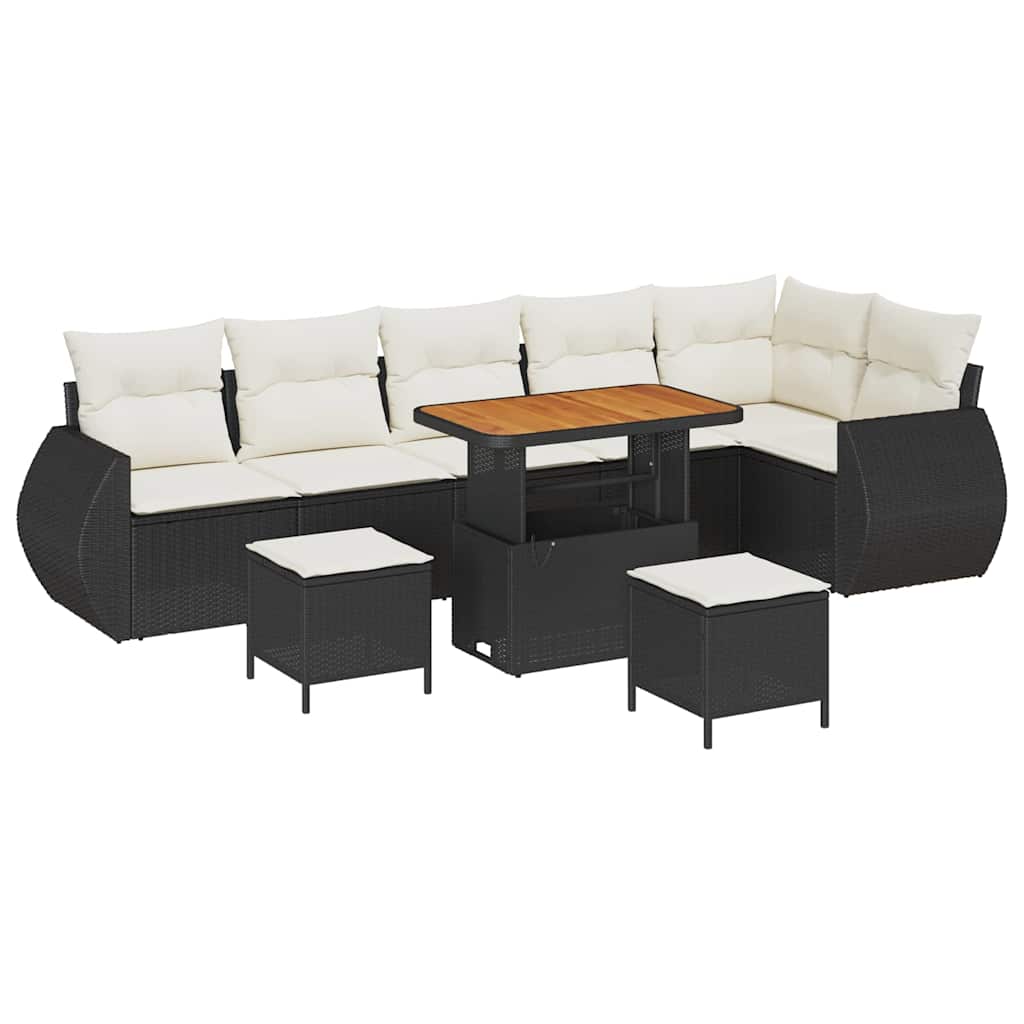 Gartensofa-set 9 pcs Schwarz Poly-Rattan
