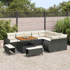 Gartensofa-set 12 pcs Schwarz Poly-Rattan