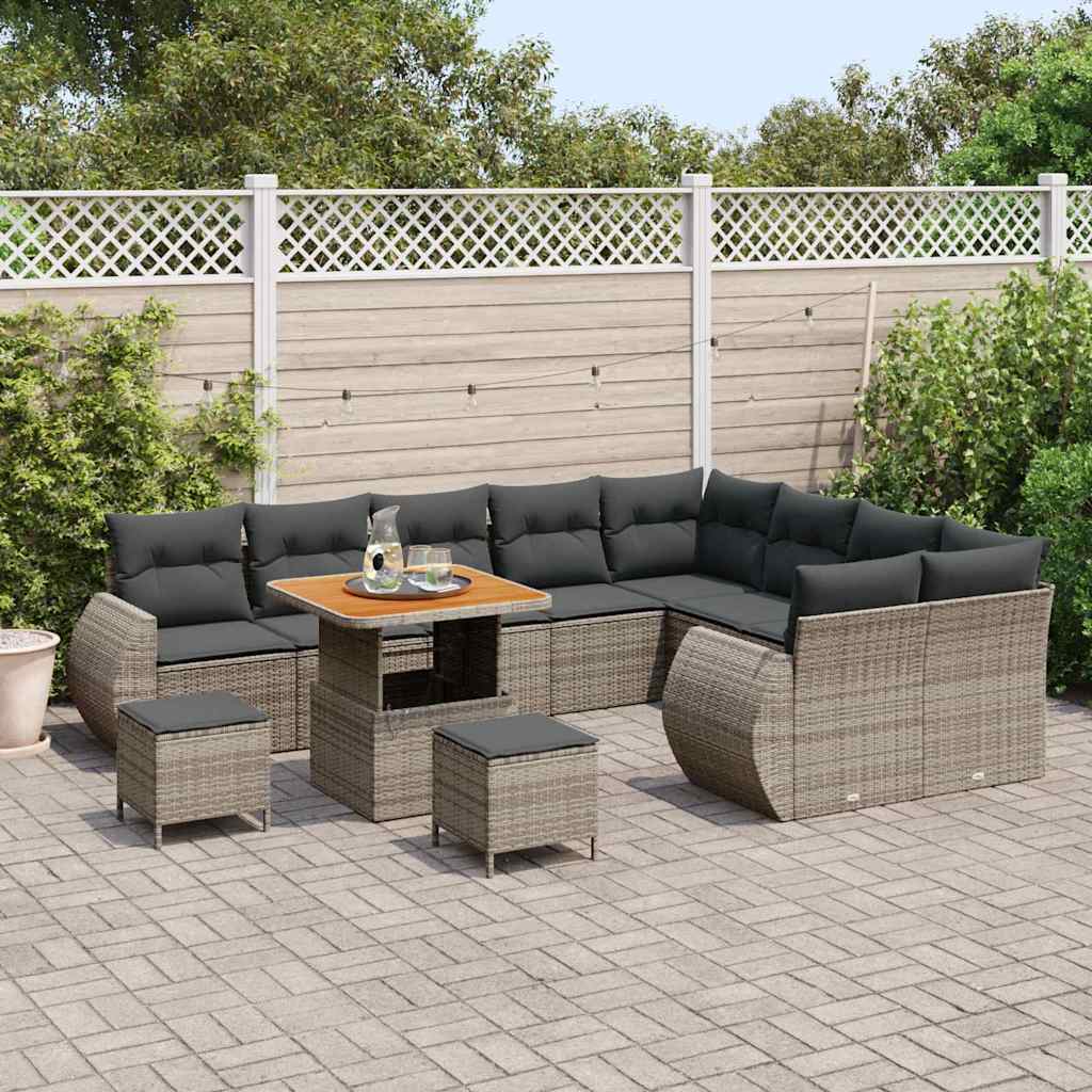 Gartensofa-set 12 pcs Grau Poly-Rattan