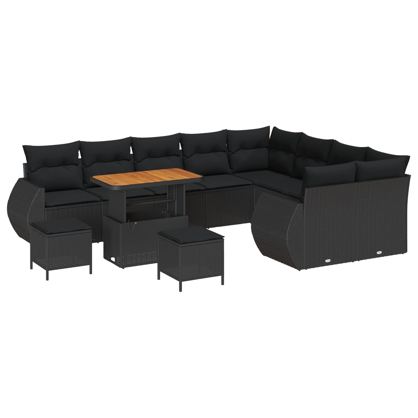 Gartensofa-set 12 pcs Schwarz Poly-Rattan