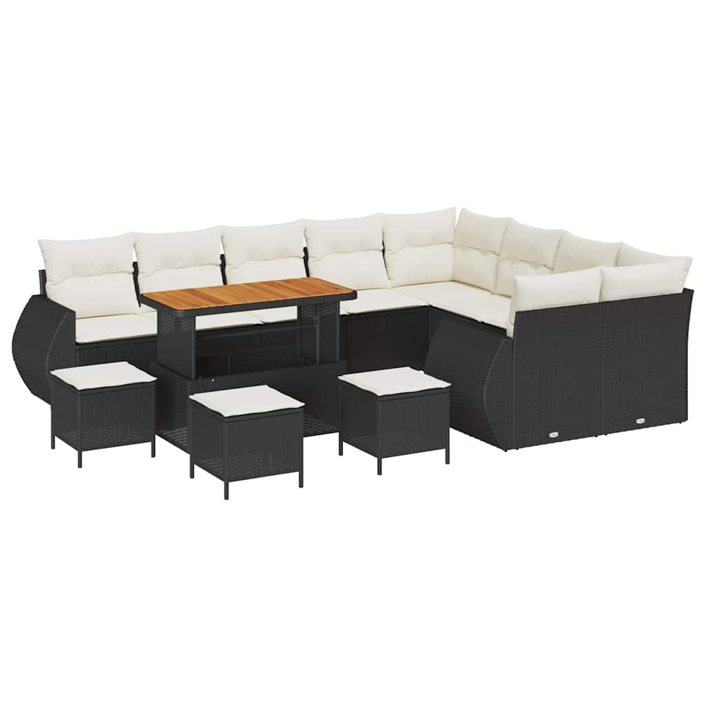 Gartensofa-set 13 pcs Schwarz Poly-Rattan